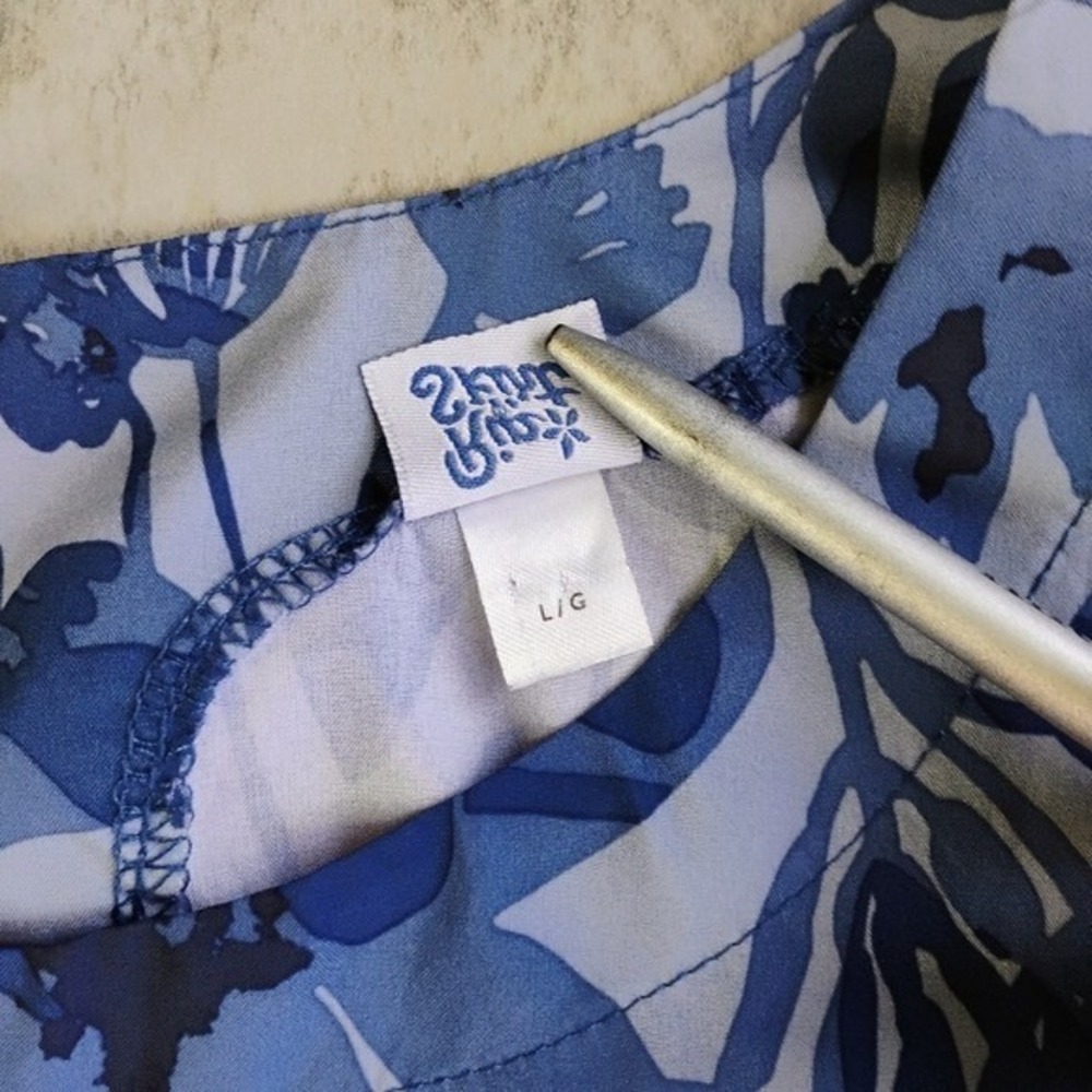 RipSkirt Hawaii Dress Womens Large Blue Floral Pockets Tropical Beachy Vacation - Picture 8 of 12